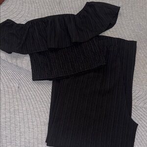 SHEIN Elegant Black Ruffle Jumpsuit